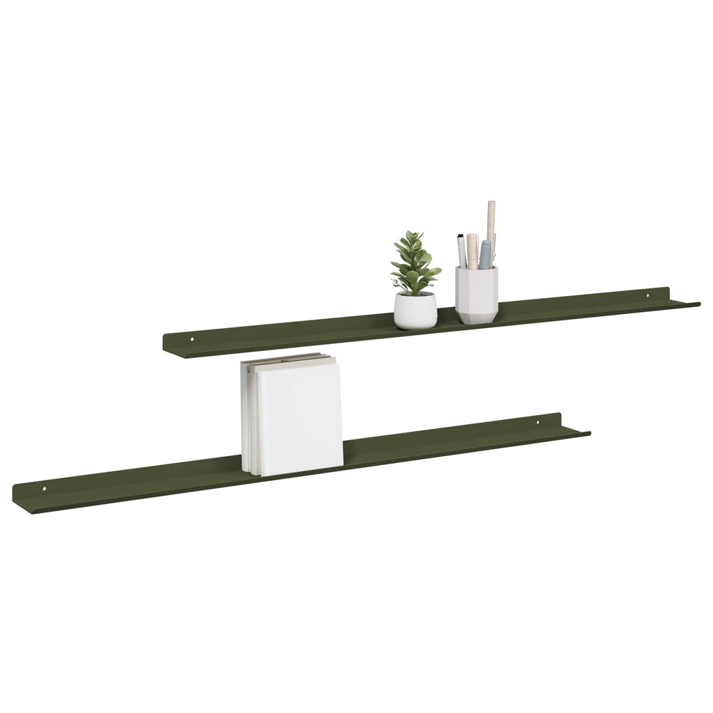 vidaXL Półka wisząca 2 pcs Zielony oliwkowy 100 x 9 x 2,5 cm Stal