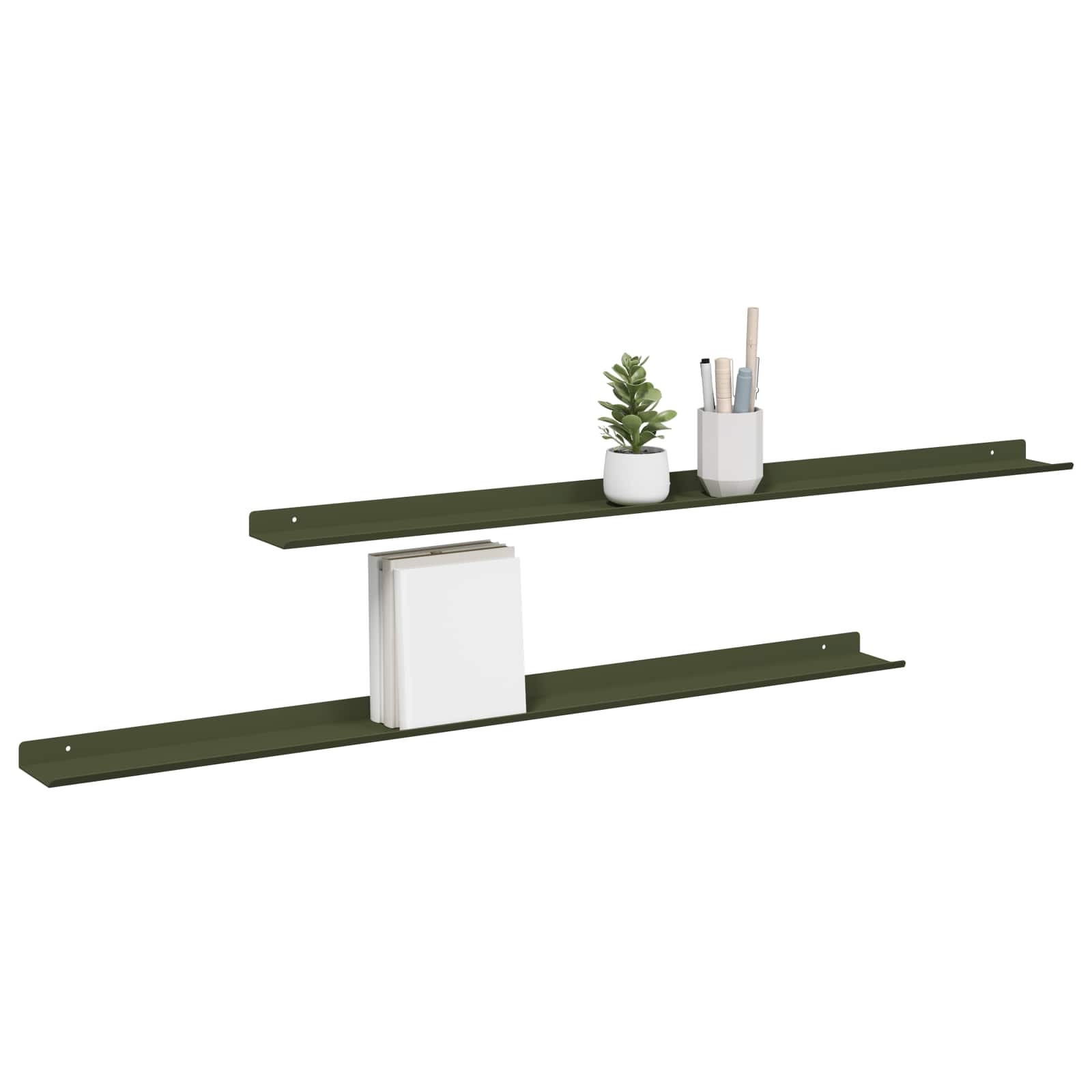 vidaXL Półka wisząca 2 pcs Zielony oliwkowy 100 x 9 x 2,5 cm Stal