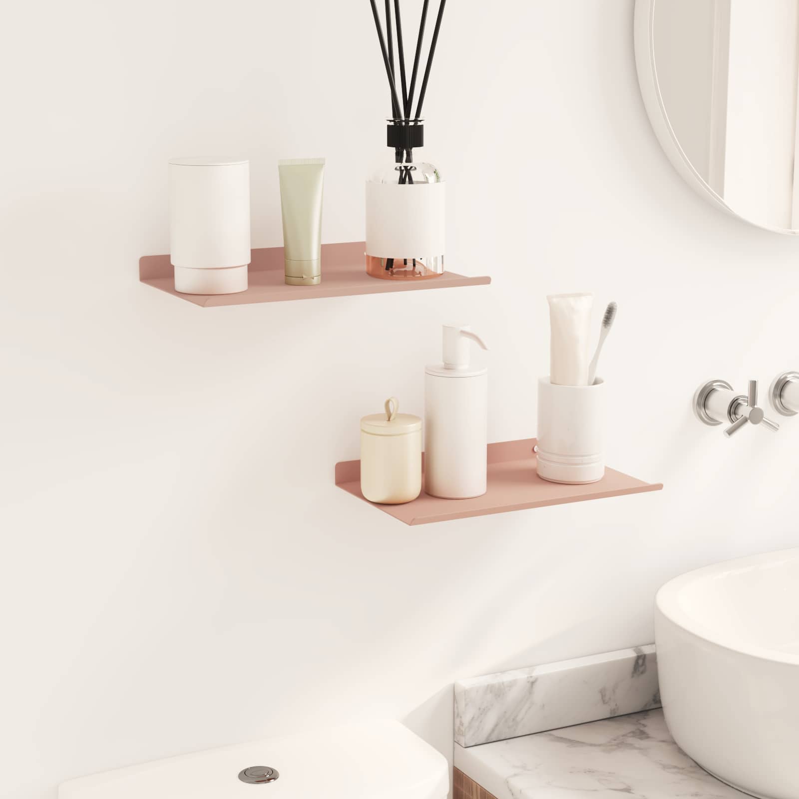 vidaXL Półka wisząca 2 pcs Różowy 30 x 18 x 2,5 cm Stal