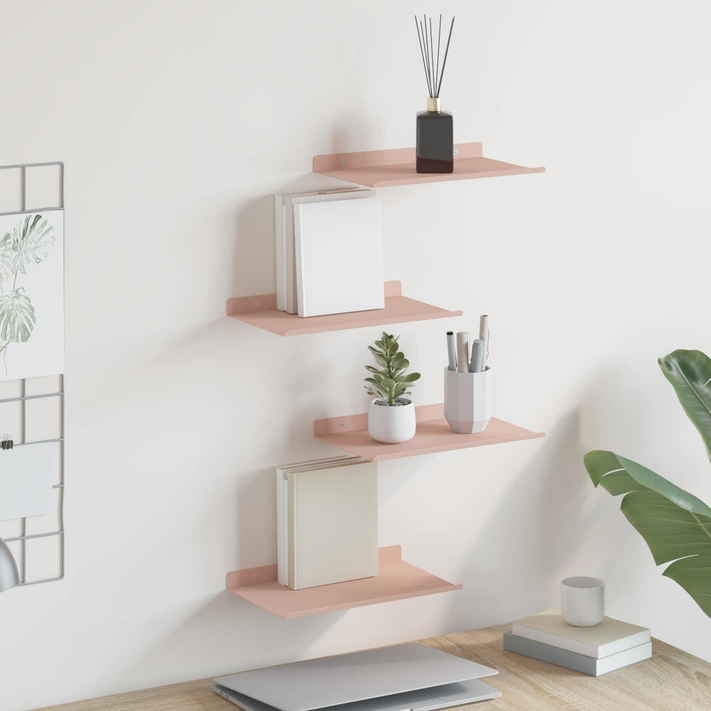 vidaXL Półka wisząca 4 pcs Różowy 30 x 18 x 2,5 cm Stal