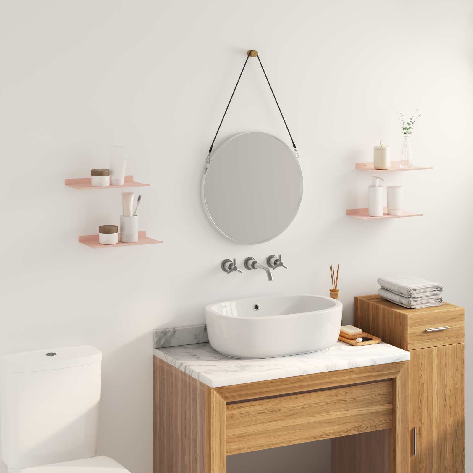 vidaXL Półka wisząca 4 pcs Różowy 30 x 18 x 2,5 cm Stal