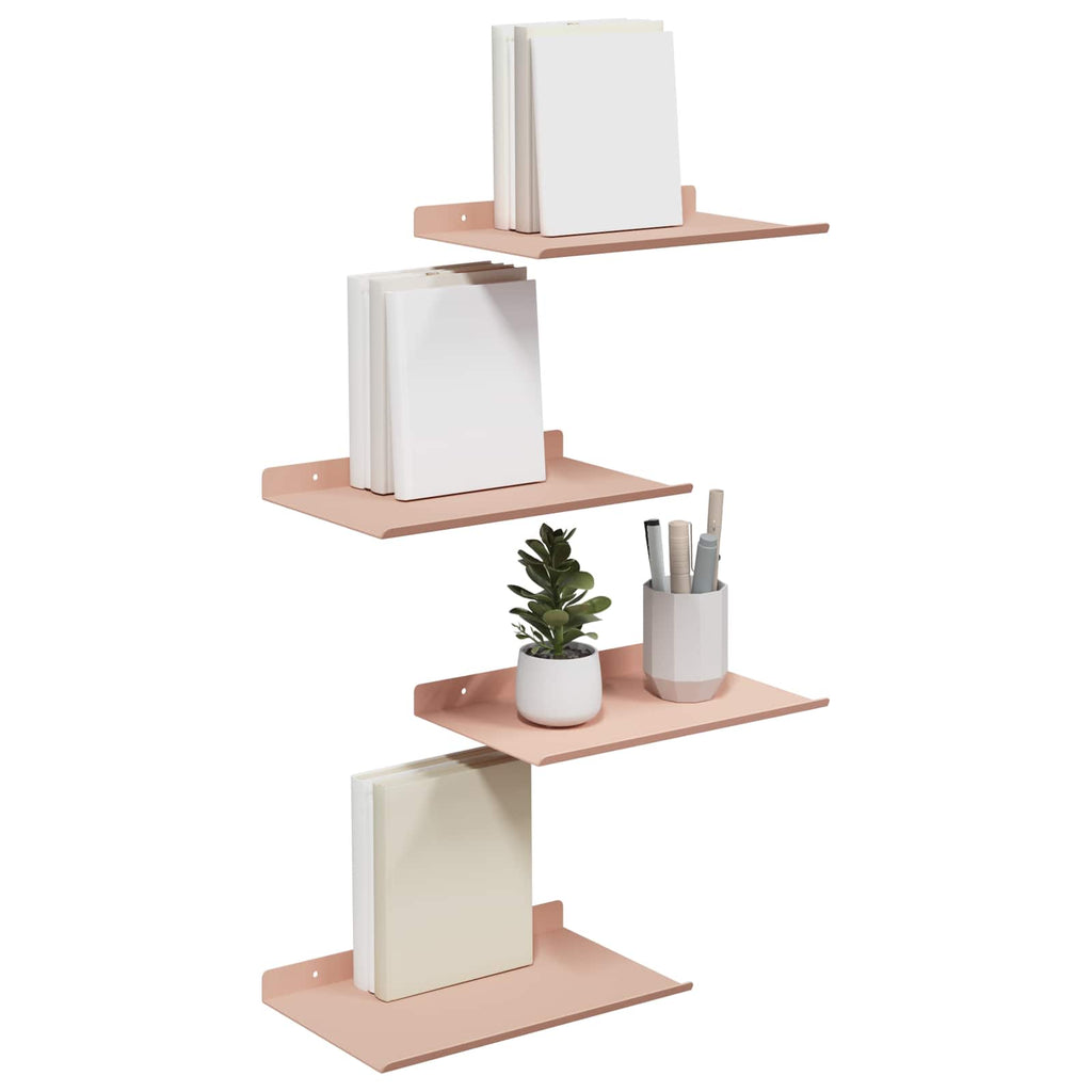 vidaXL Półka wisząca 4 pcs Różowy 30 x 18 x 2,5 cm Stal