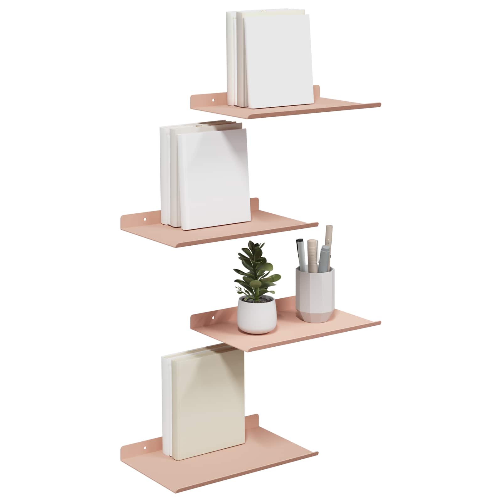vidaXL Półka wisząca 4 pcs Różowy 30 x 18 x 2,5 cm Stal