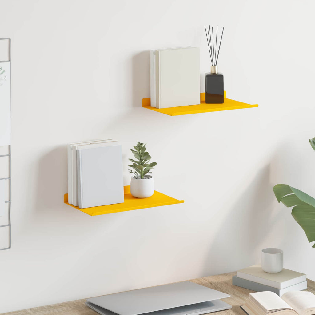 vidaXL Półka wisząca 2 pcs Musztardowy Żółty 30 x 18 x 2,5 cm Stal