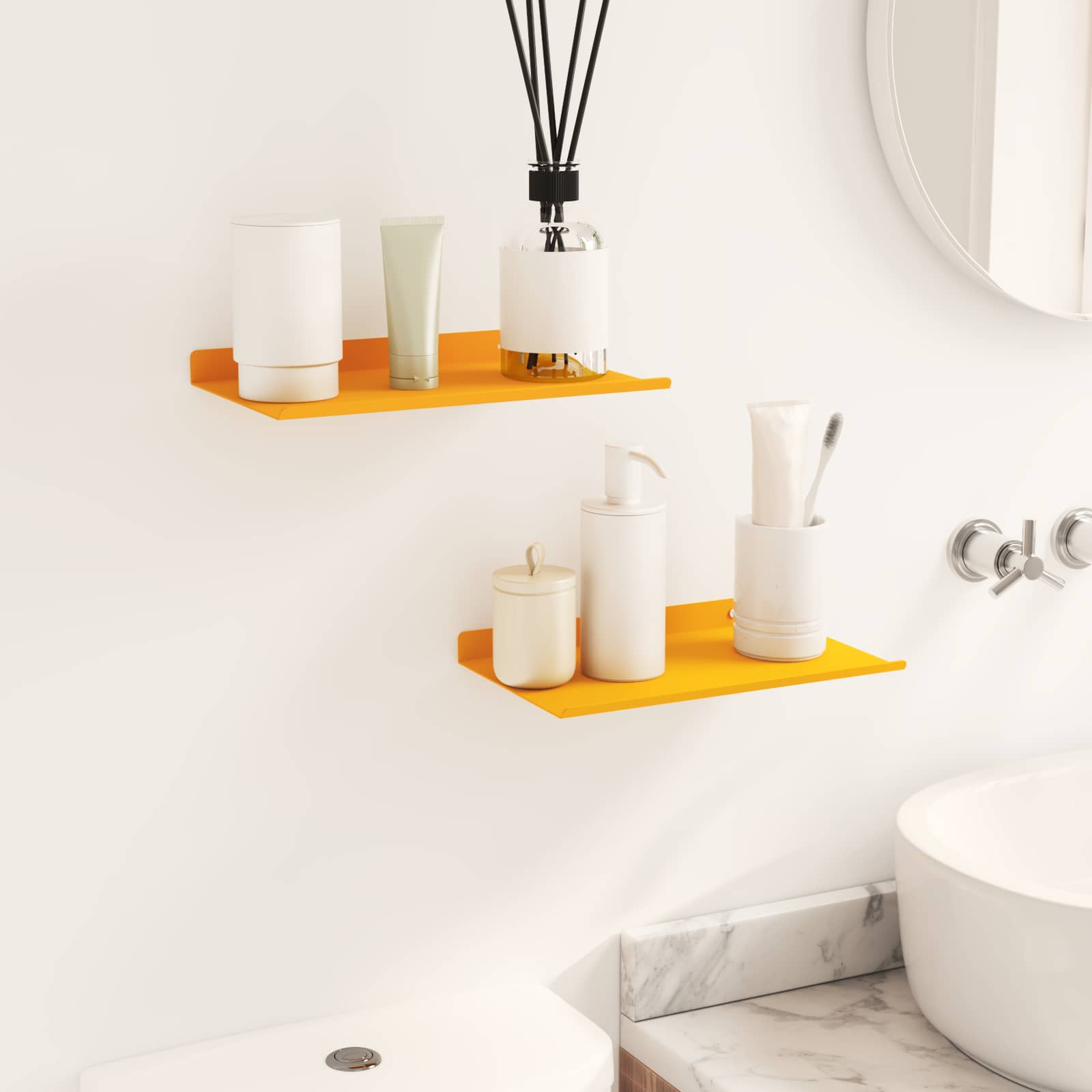 vidaXL Półka wisząca 2 pcs Musztardowy Żółty 30 x 18 x 2,5 cm Stal
