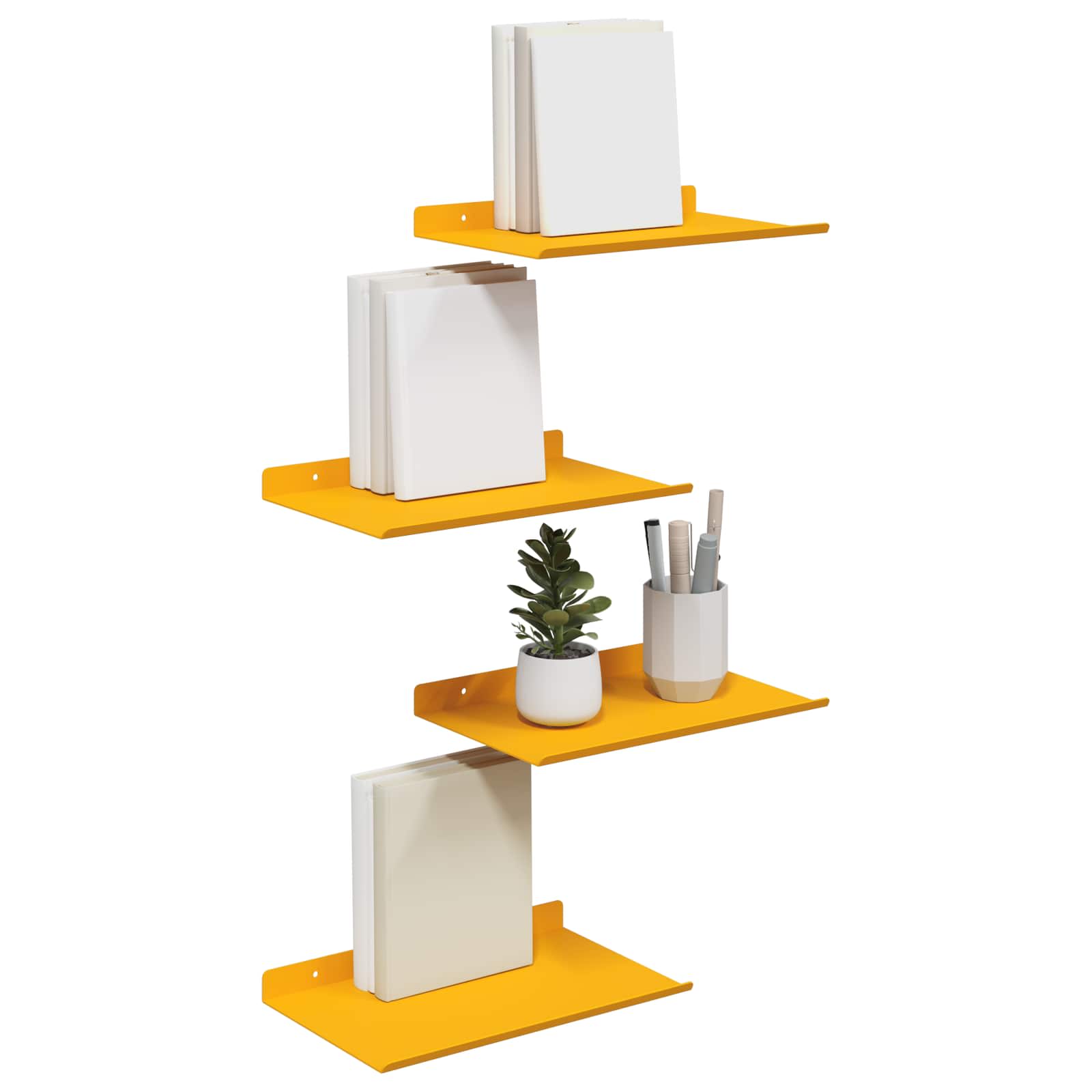 vidaXL Półka wisząca 4 pcs Musztardowy Żółty 30 x 18 x 2,5 cm Stal