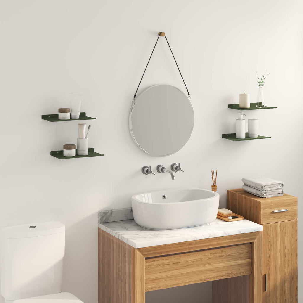 vidaXL Półka wisząca 4 pcs Zielony oliwkowy 30 x 18 x 2,5 cm Stal