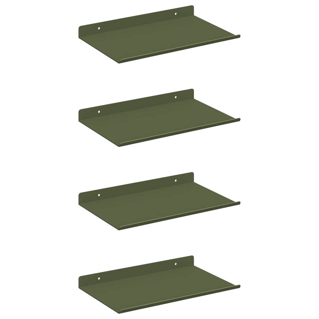 vidaXL Półka wisząca 4 pcs Zielony oliwkowy 30 x 18 x 2,5 cm Stal