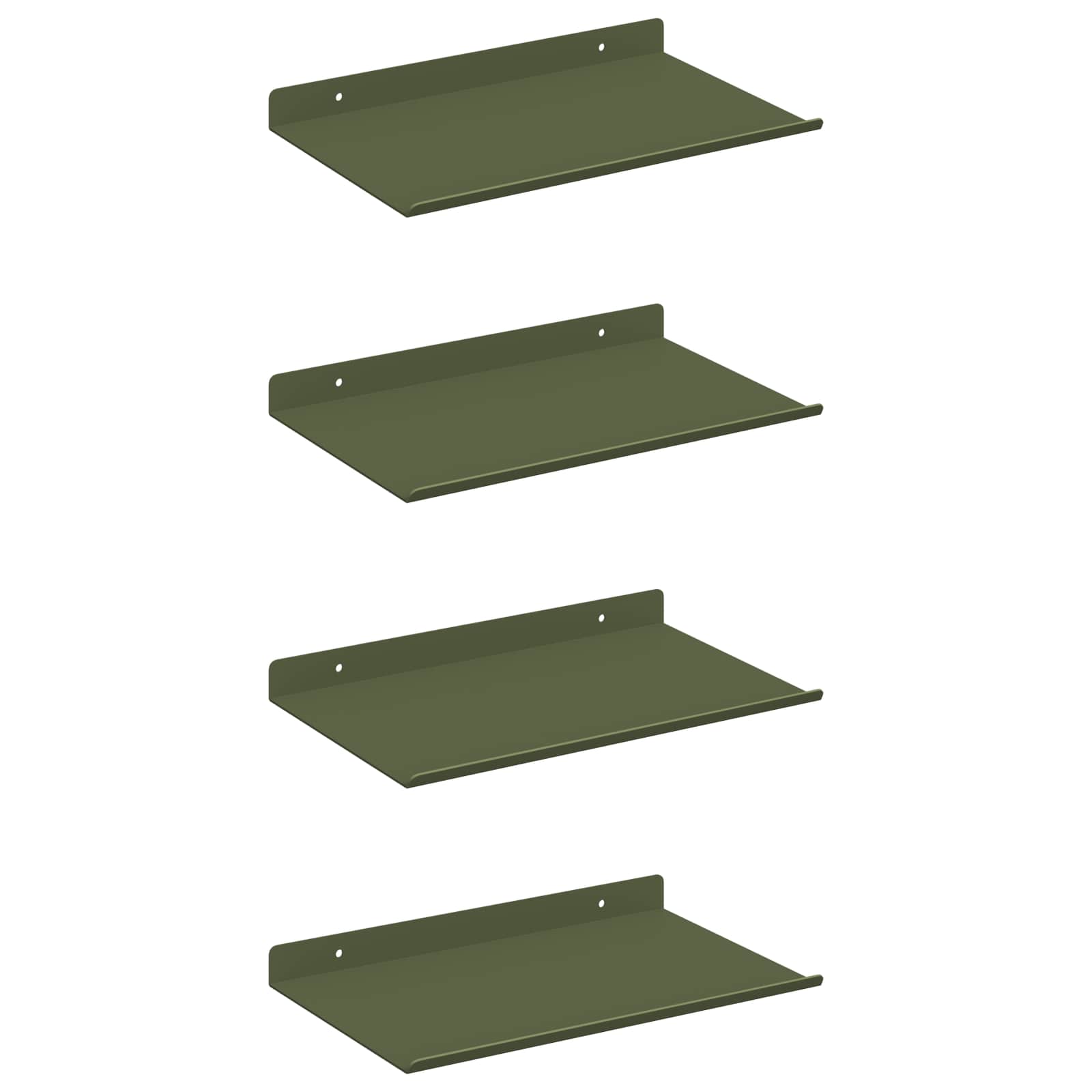vidaXL Półka wisząca 4 pcs Zielony oliwkowy 30 x 18 x 2,5 cm Stal
