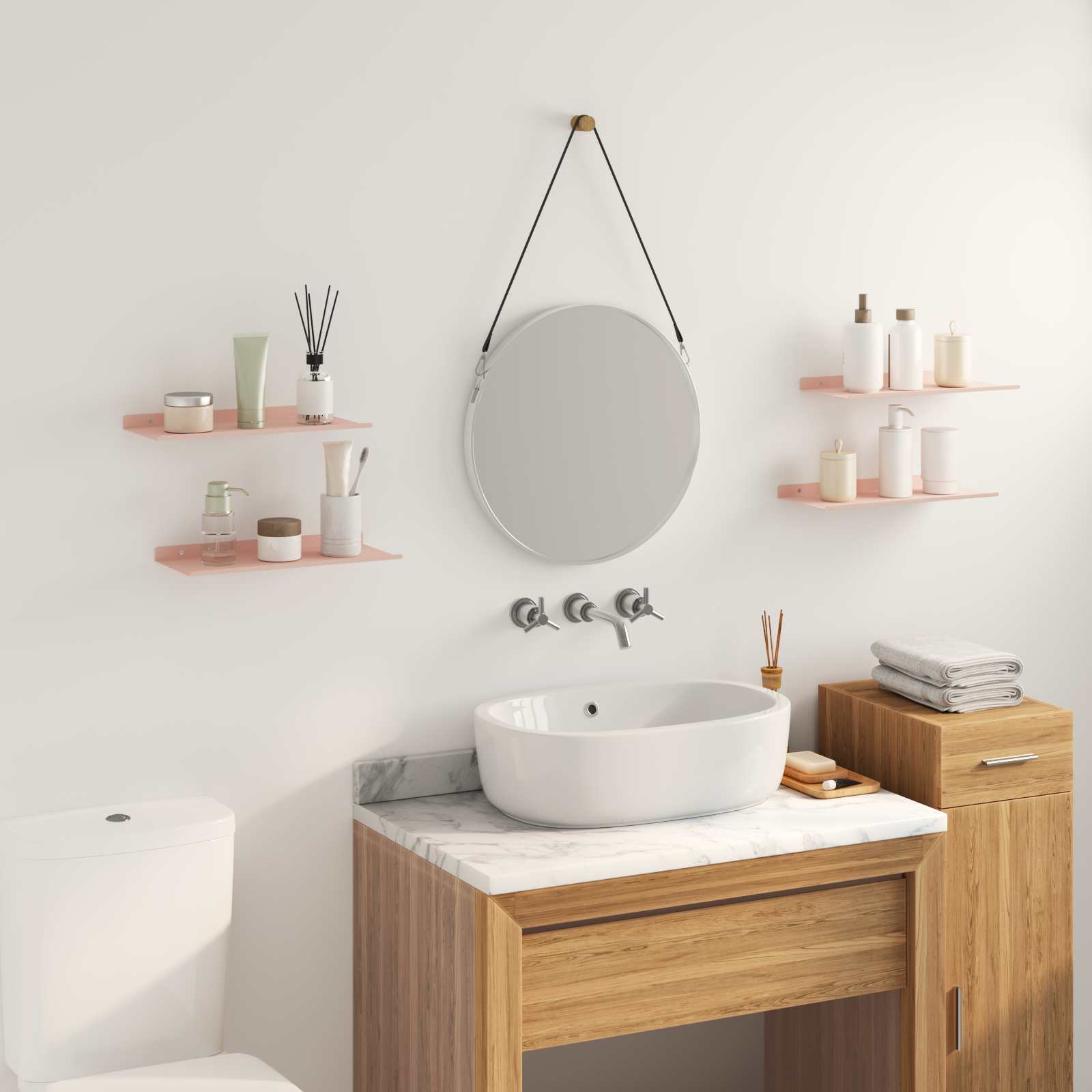vidaXL Półka wisząca 4 pcs Różowy 40 x 18 x 2,5 cm Stal