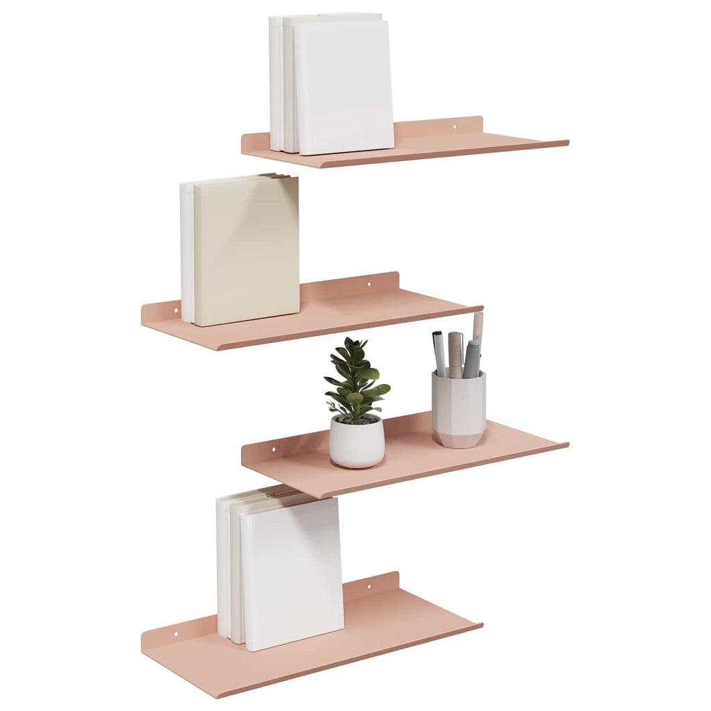 vidaXL Półka wisząca 4 pcs Różowy 40 x 18 x 2,5 cm Stal