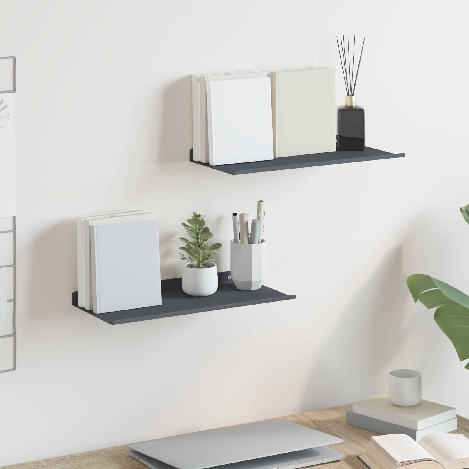 vidaXL Półka wisząca 2 pcs Antracyt 40 x 18 x 2,5 cm Stal