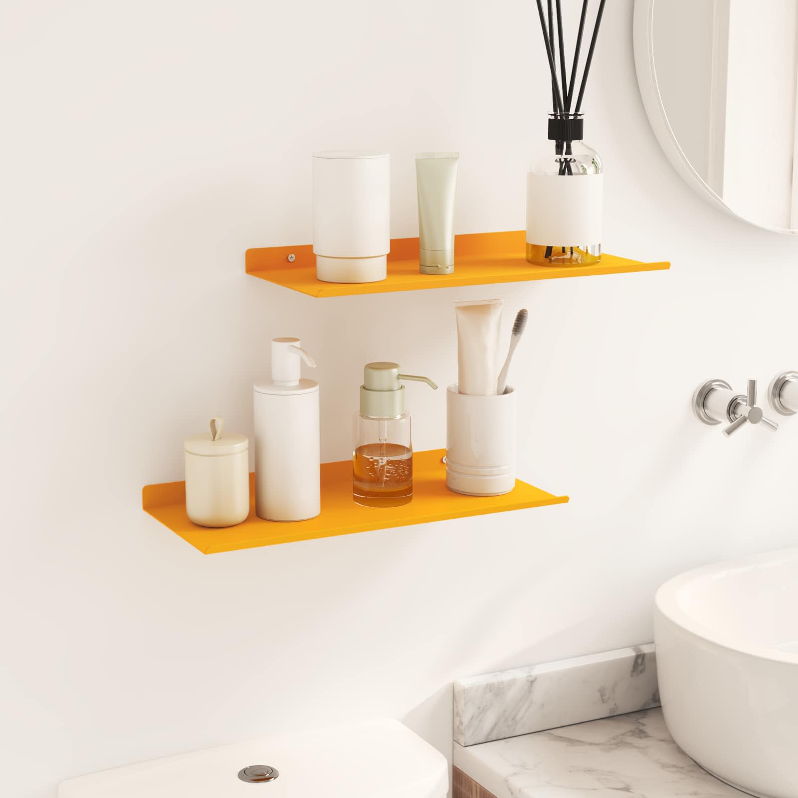 vidaXL Półka wisząca 2 pcs Musztardowy Żółty 40 x 18 x 2,5 cm Stal