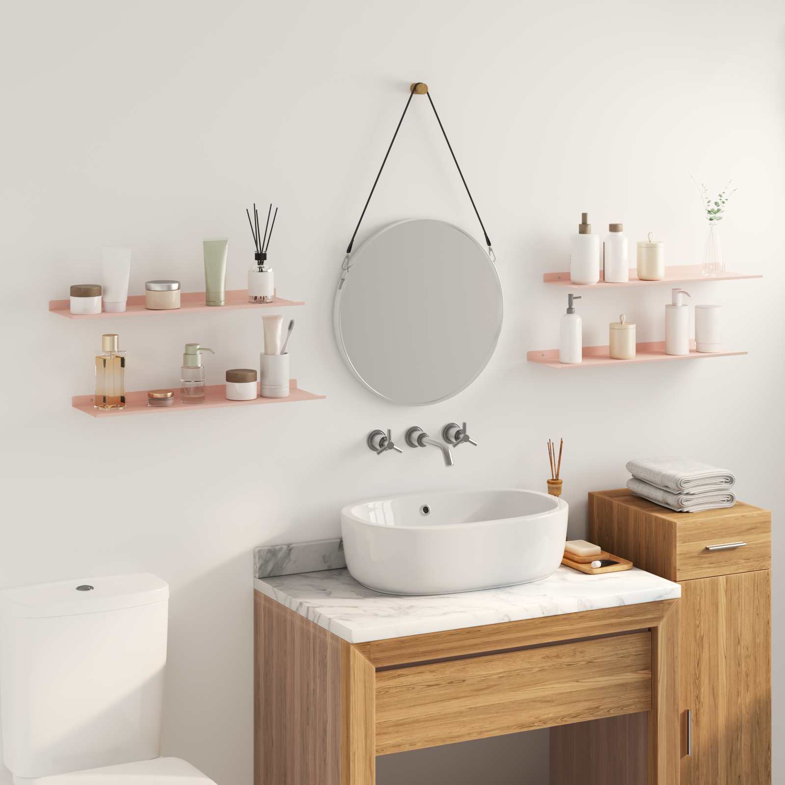 vidaXL Półka wisząca 4 pcs Różowy 60 x 18 x 2,5 cm Stal