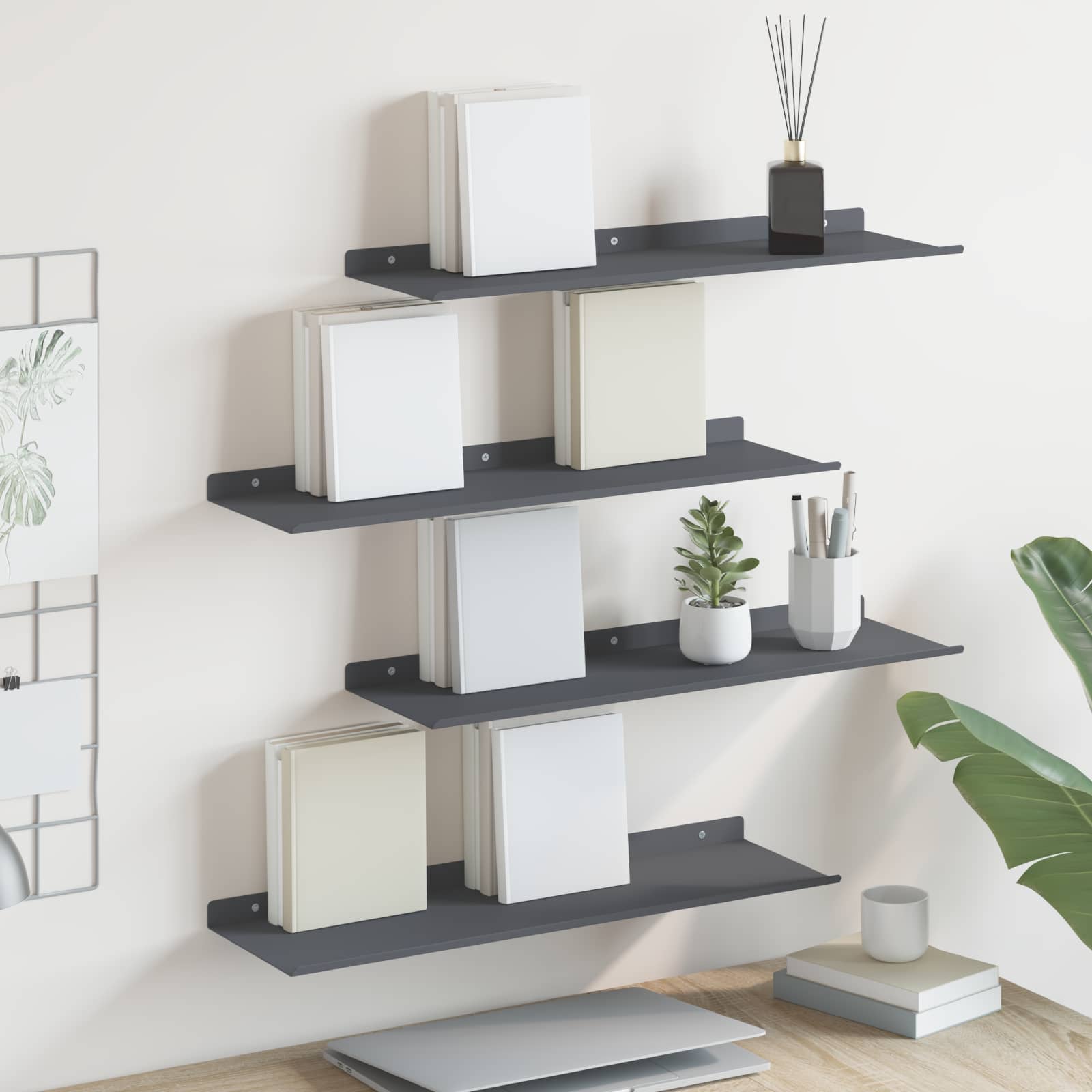 vidaXL Półka wisząca 4 pcs Antracyt 60 x 18 x 2,5 cm Stal