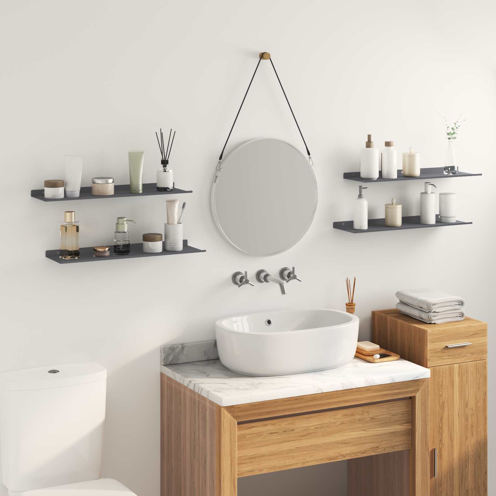 vidaXL Półka wisząca 4 pcs Antracyt 60 x 18 x 2,5 cm Stal