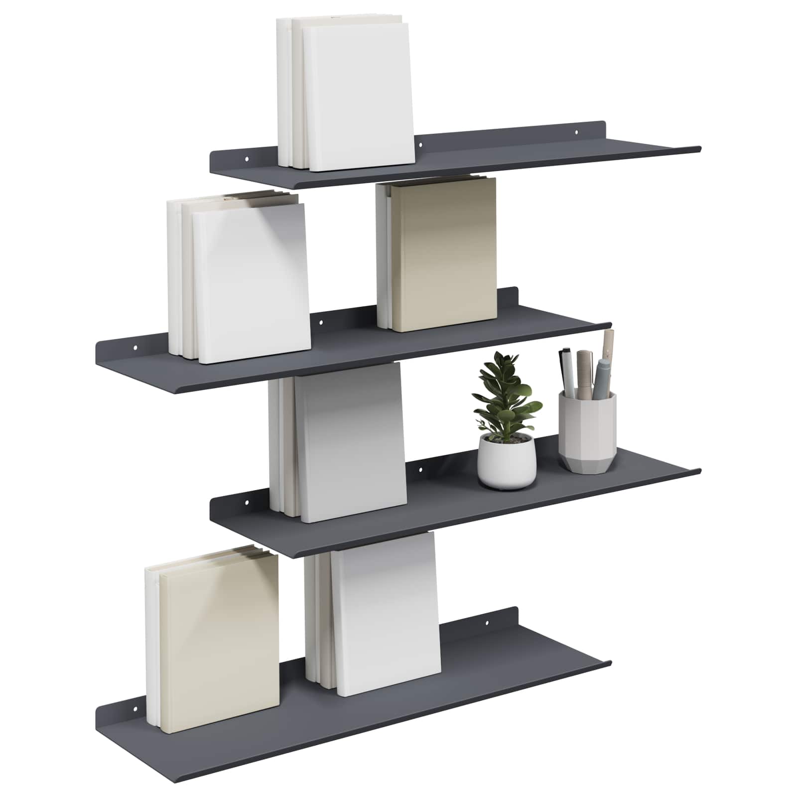 vidaXL Półka wisząca 4 pcs Antracyt 60 x 18 x 2,5 cm Stal