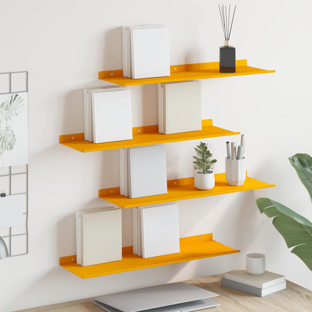 vidaXL Półka wisząca 4 pcs Musztardowy Żółty 60 x 18 x 2,5 cm Stal