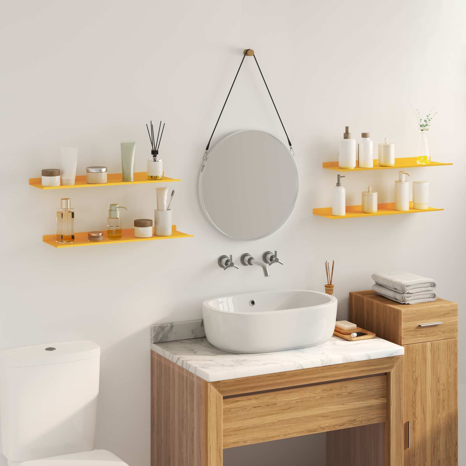 vidaXL Półka wisząca 4 pcs Musztardowy Żółty 60 x 18 x 2,5 cm Stal