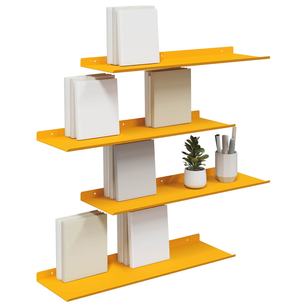 vidaXL Półka wisząca 4 pcs Musztardowy Żółty 60 x 18 x 2,5 cm Stal