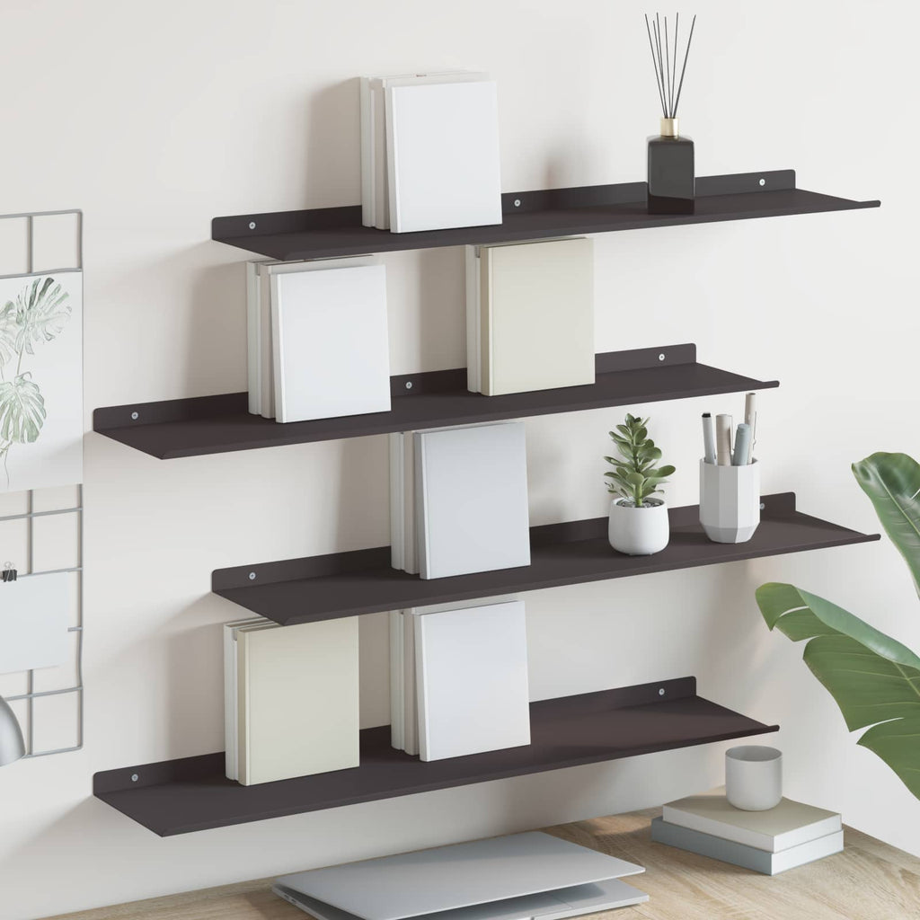 vidaXL Półka wisząca 4 szt. Czarny 80 x 18 x 2,5 cm Stal