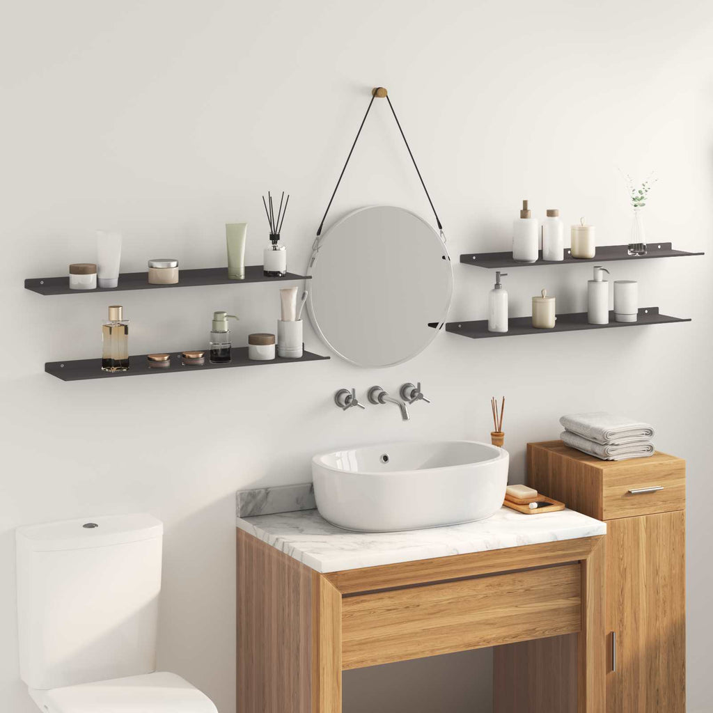 vidaXL Półka wisząca 4 szt. Czarny 80 x 18 x 2,5 cm Stal