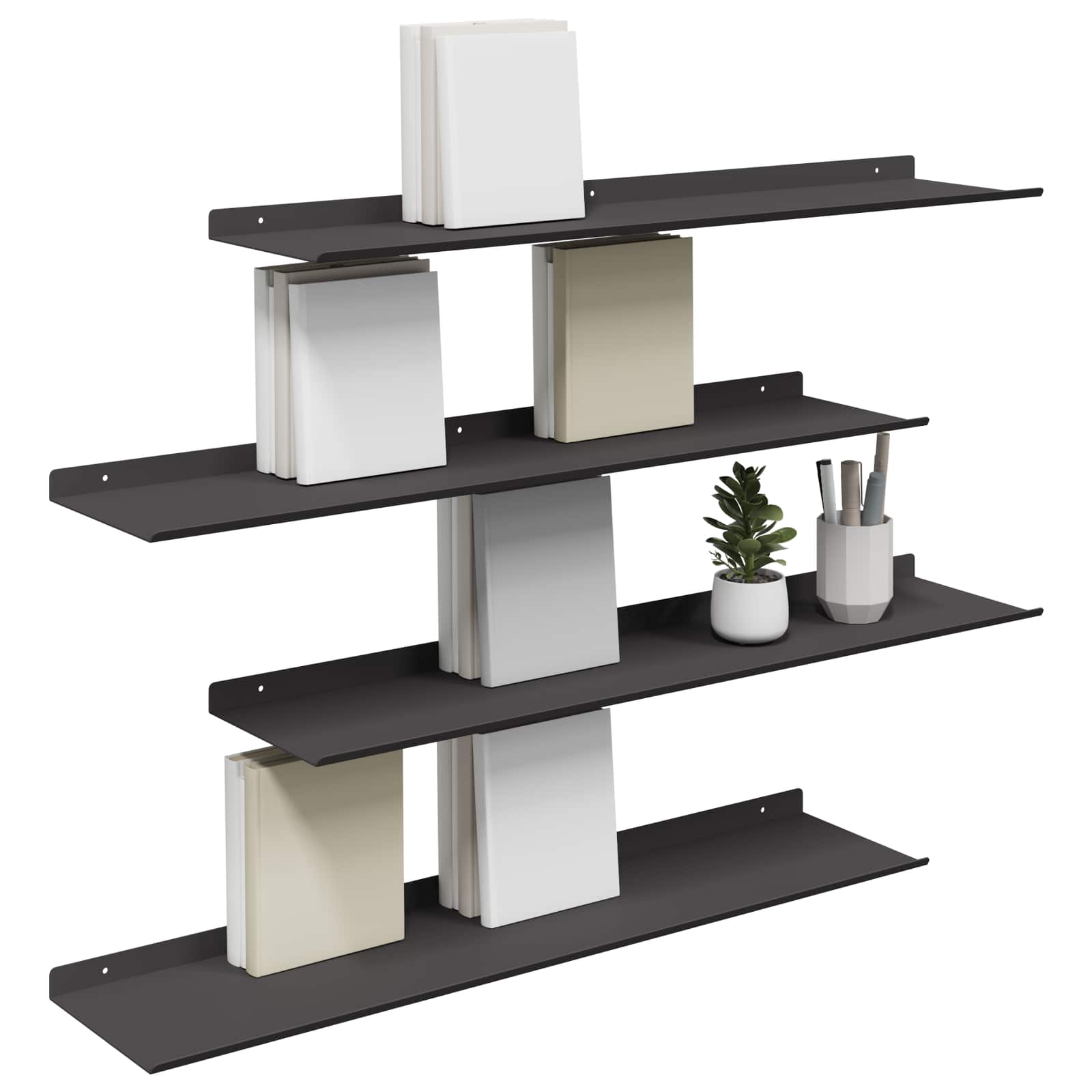 vidaXL Półka wisząca 4 szt. Czarny 80 x 18 x 2,5 cm Stal