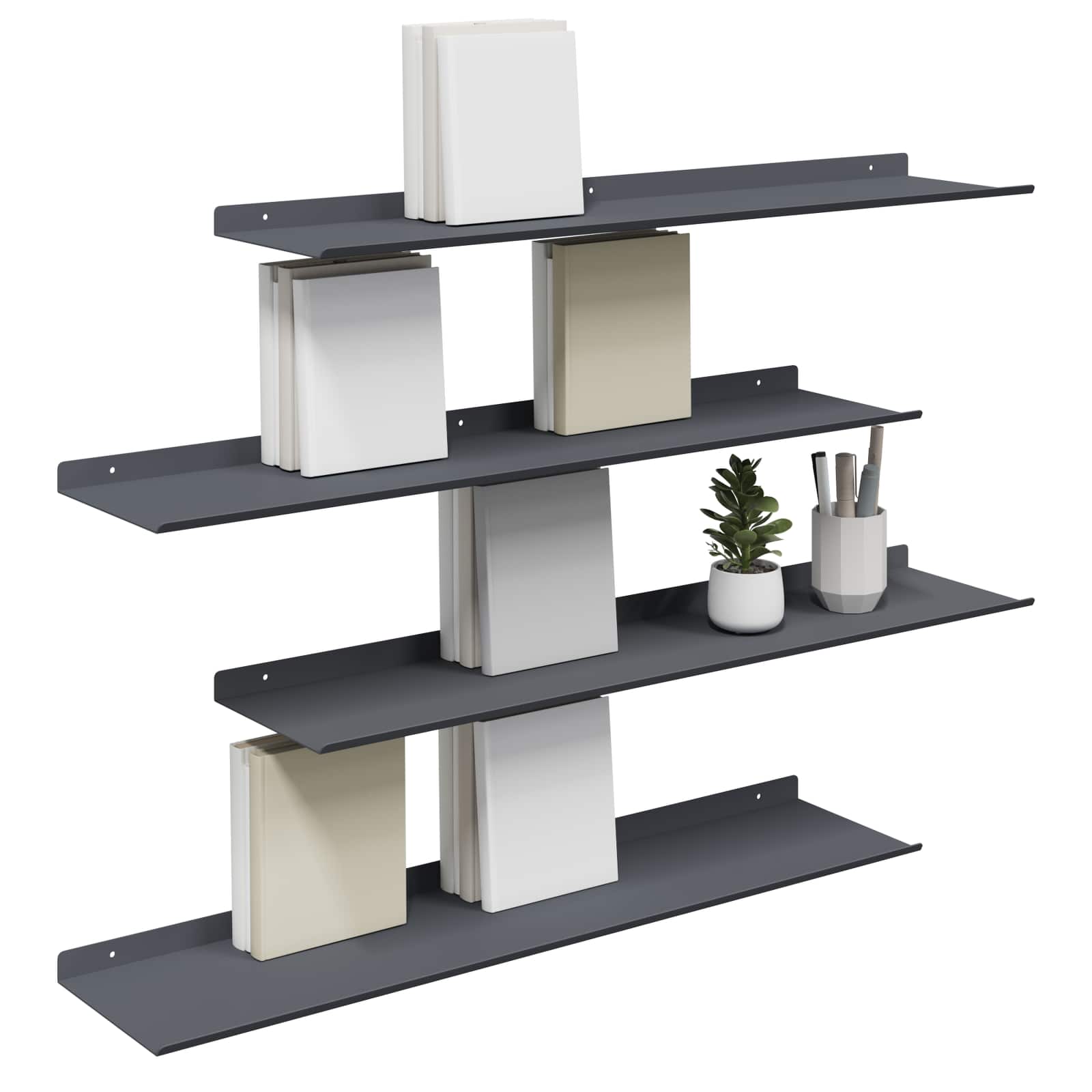 vidaXL Półka wisząca 4 pcs Antracyt 80 x 18 x 2,5 cm Stal