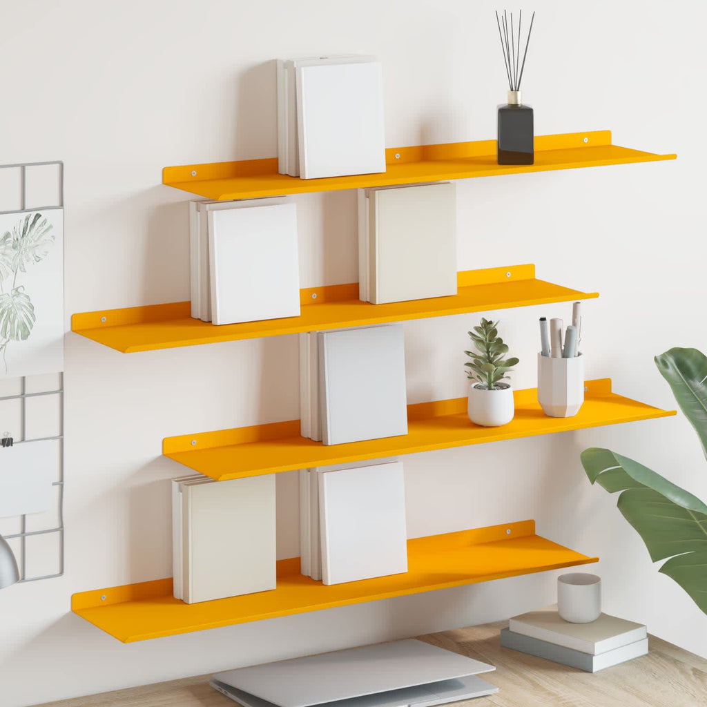 vidaXL Półka wisząca 4 pcs Musztardowy Żółty 80 x 18 x 2,5 cm Stal