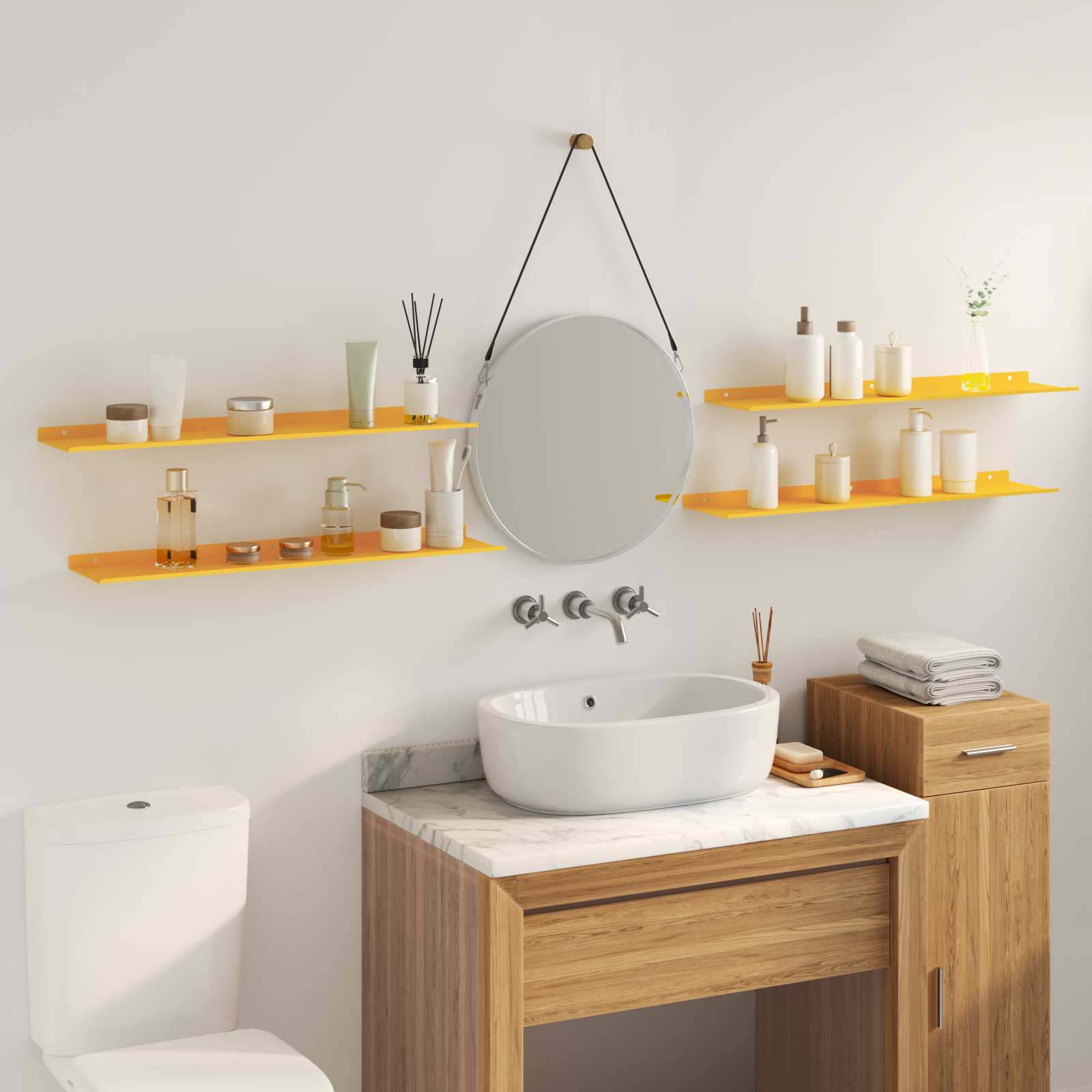 vidaXL Półka wisząca 4 pcs Musztardowy Żółty 80 x 18 x 2,5 cm Stal