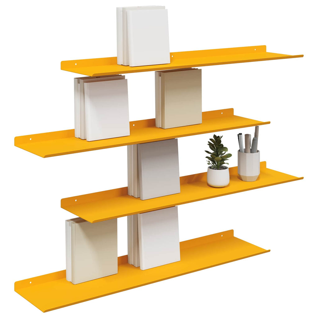 vidaXL Półka wisząca 4 pcs Musztardowy Żółty 80 x 18 x 2,5 cm Stal