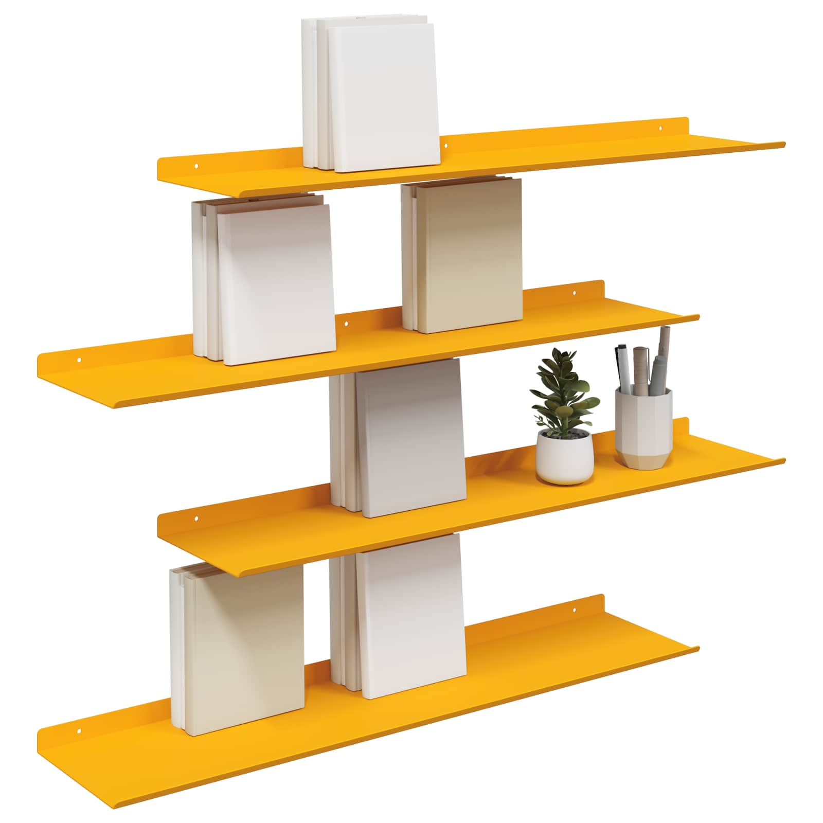 vidaXL Półka wisząca 4 pcs Musztardowy Żółty 80 x 18 x 2,5 cm Stal
