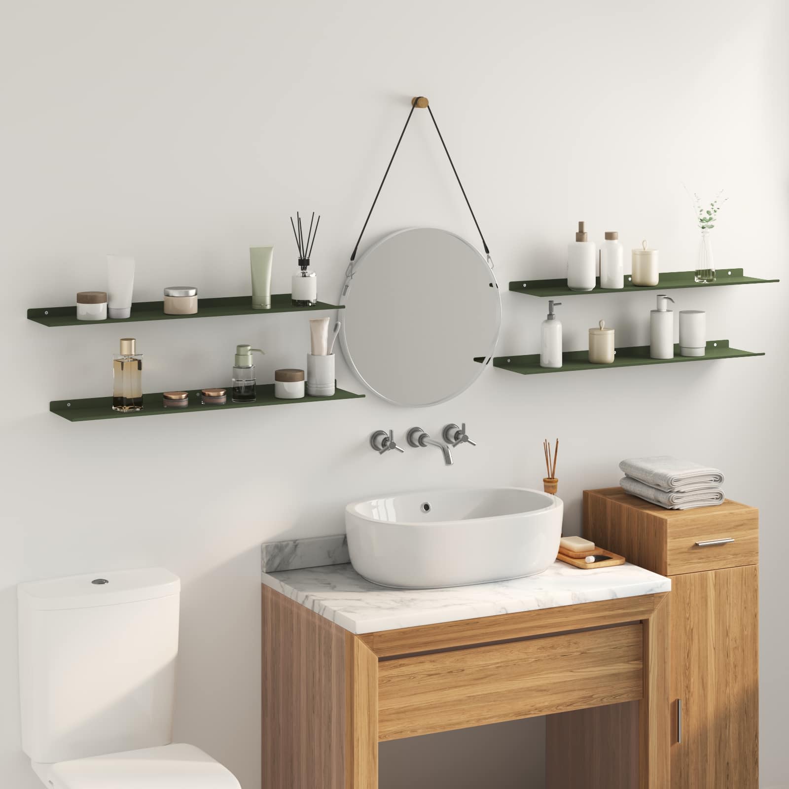 vidaXL Półka wisząca 4 pcs Zielony oliwkowy 80 x 18 x 2,5 cm Stal