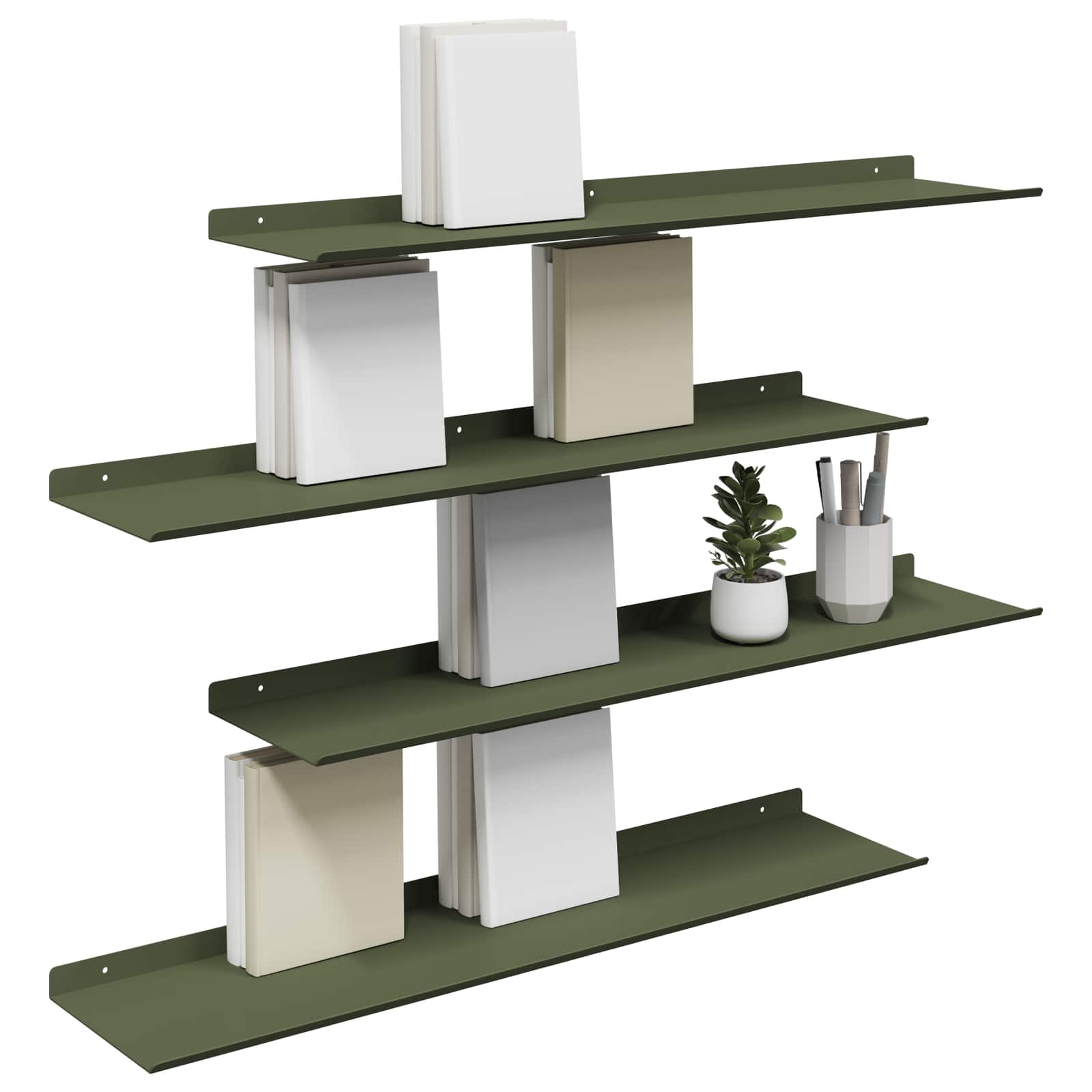 vidaXL Półka wisząca 4 pcs Zielony oliwkowy 80 x 18 x 2,5 cm Stal