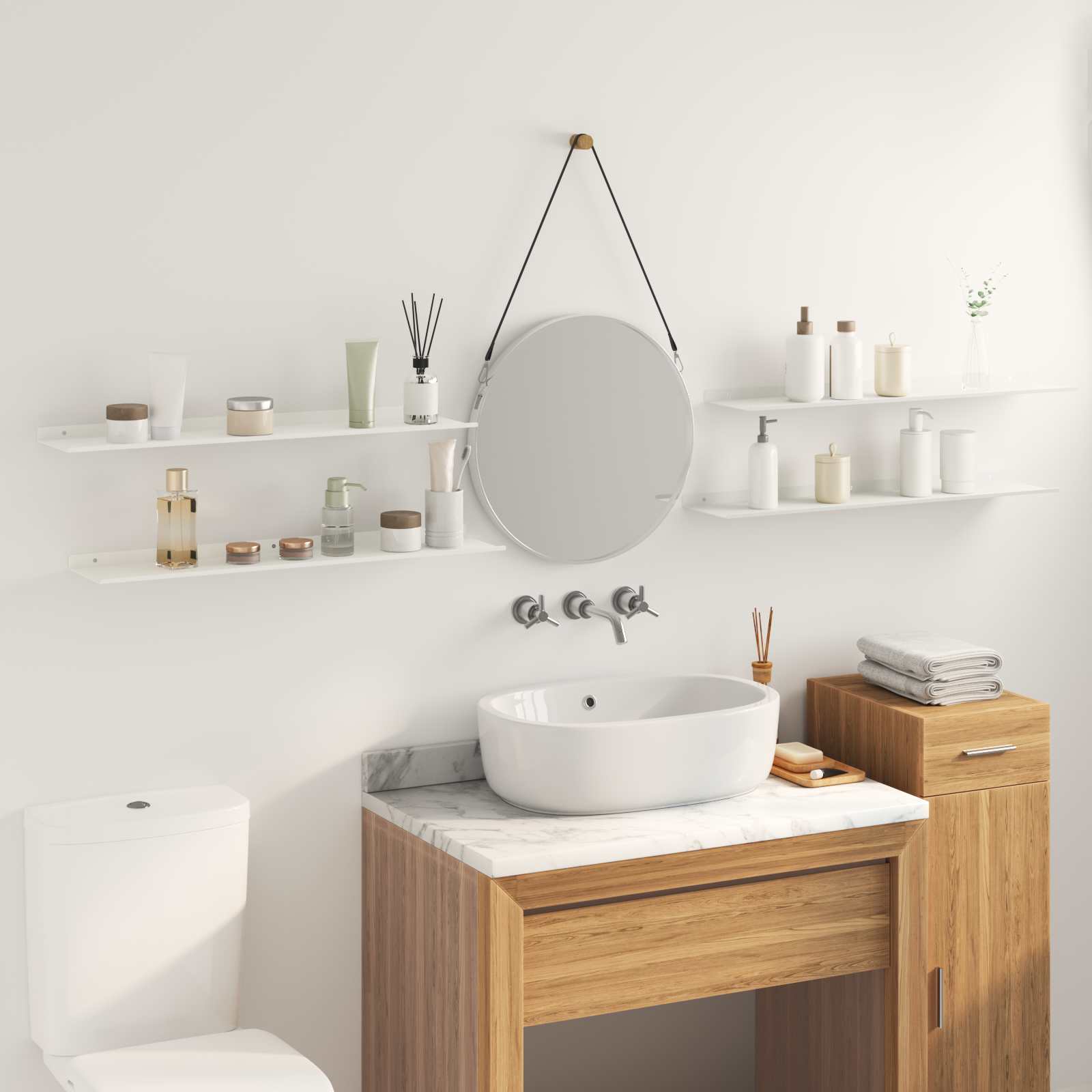 vidaXL Półka wisząca 4 pcs Biały 80 x 18 x 2,5 cm Stal