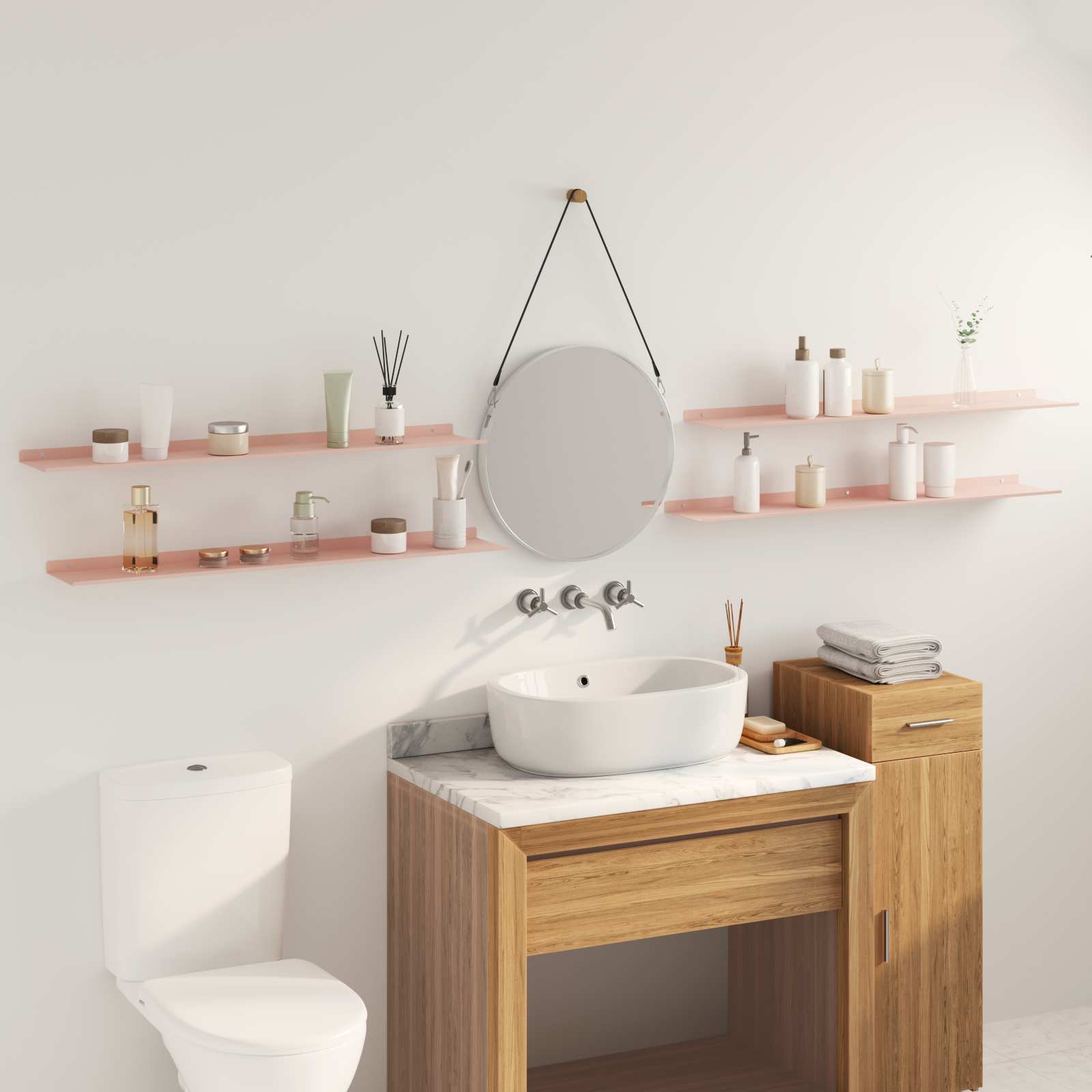 vidaXL Półka wisząca 4 pcs Różowy 100 x 18 x 2,5 cm Stal