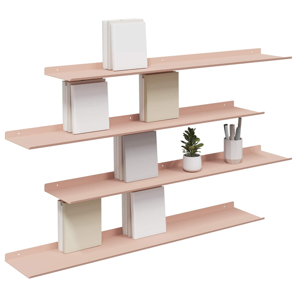 vidaXL Półka wisząca 4 pcs Różowy 100 x 18 x 2,5 cm Stal