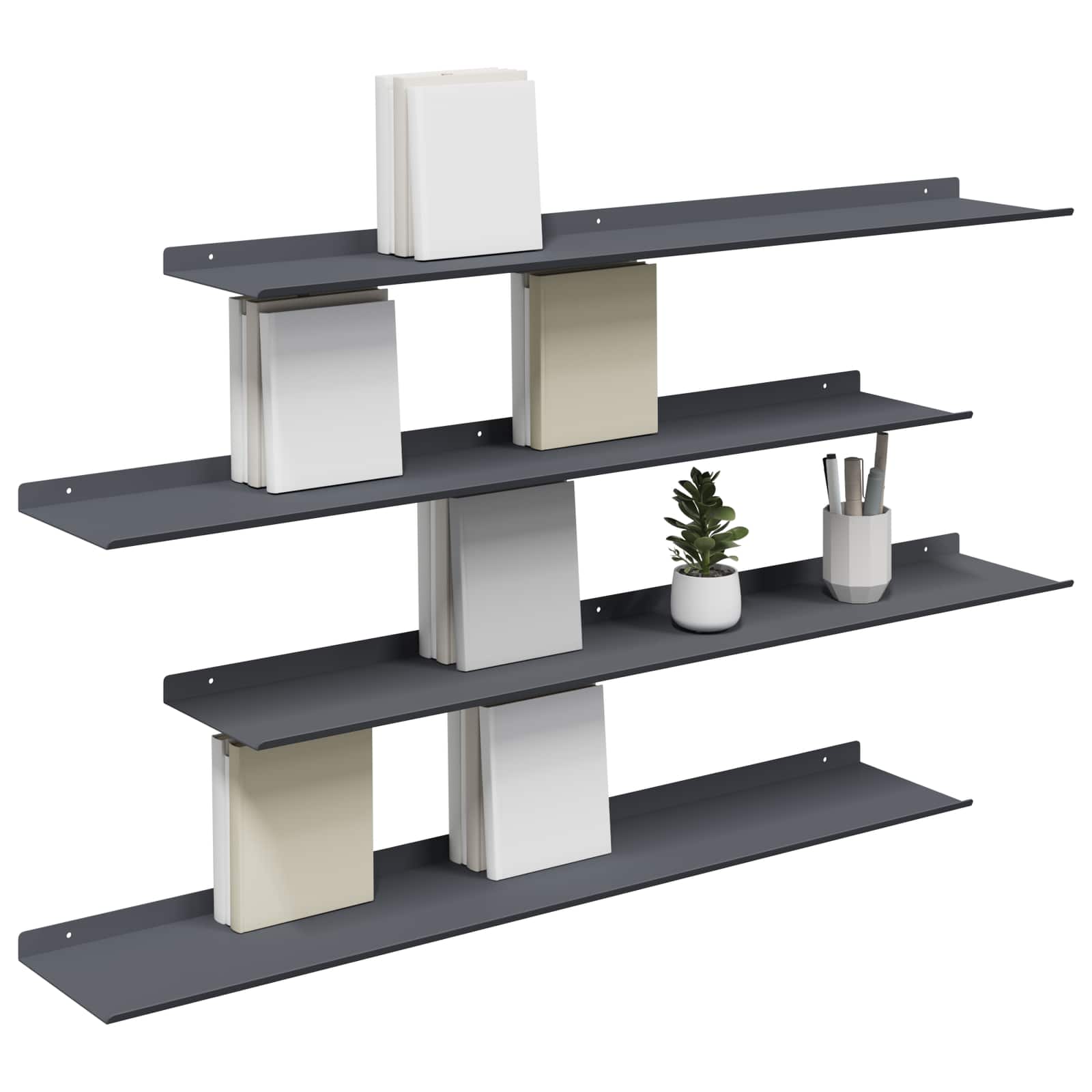 vidaXL Półka wisząca 4 pcs Antracyt 100 x 18 x 2,5 cm Stal