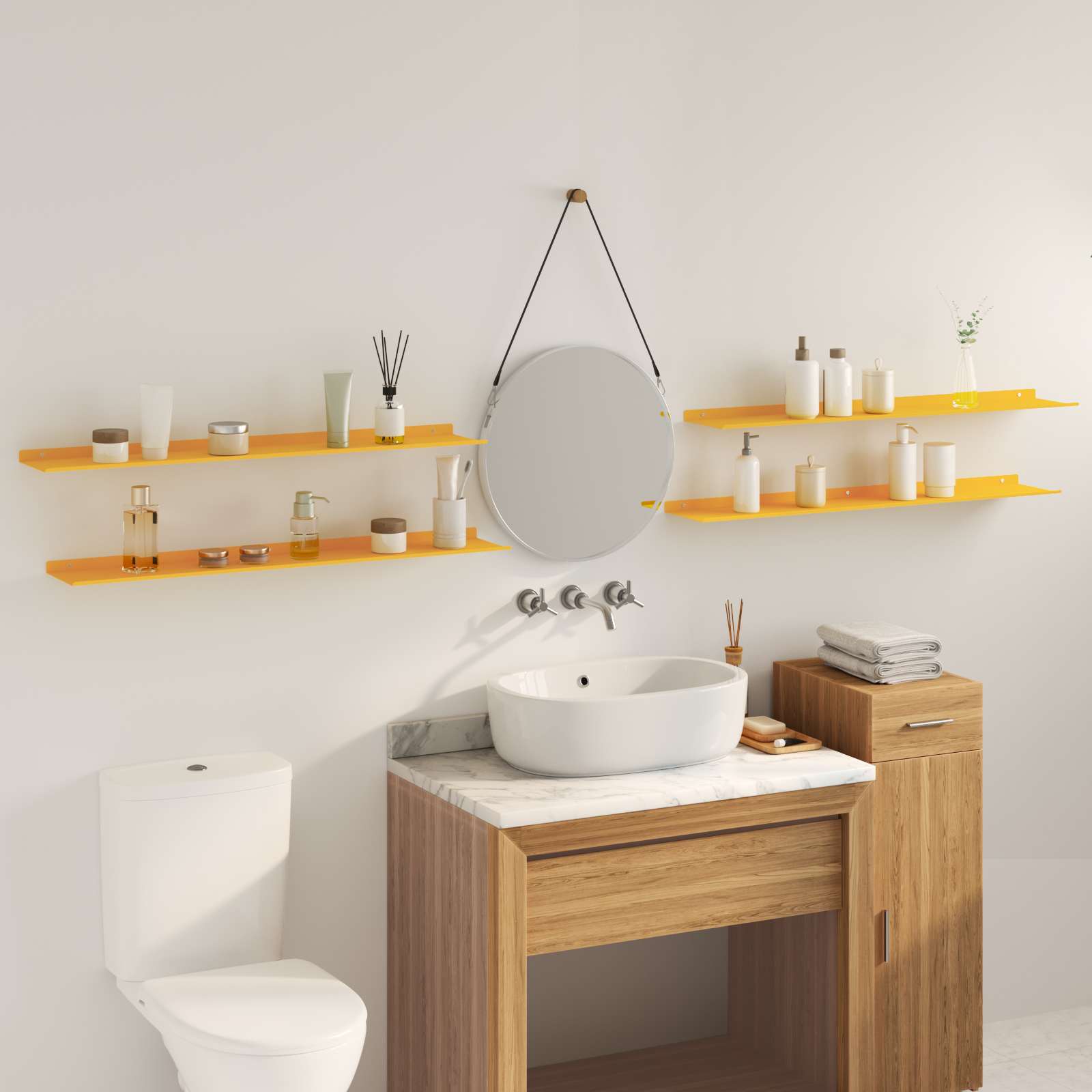 vidaXL Półka wisząca 4 pcs Musztardowy Żółty 100 x 18 x 2,5 cm Stal