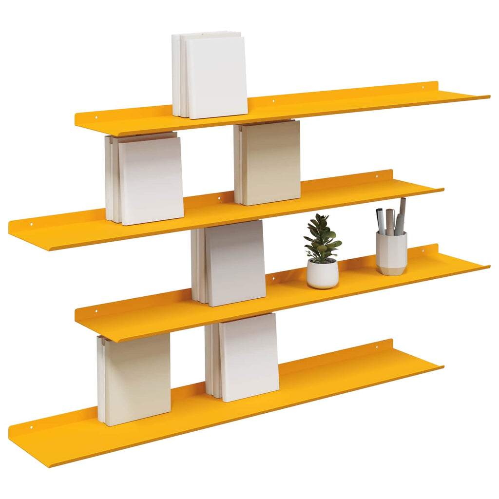 vidaXL Półka wisząca 4 pcs Musztardowy Żółty 100 x 18 x 2,5 cm Stal