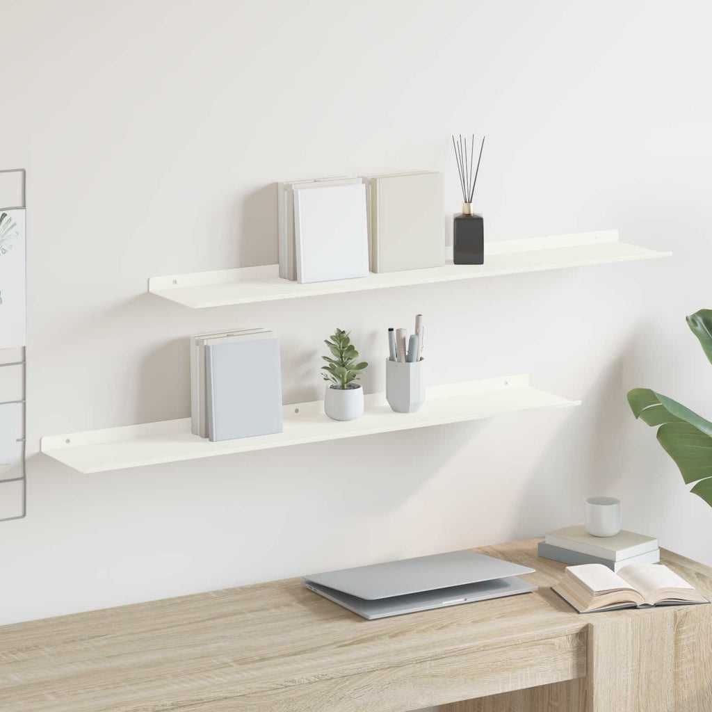 vidaXL Półka wisząca 2 pcs Biały 100 x 18 x 2,5 cm Stal