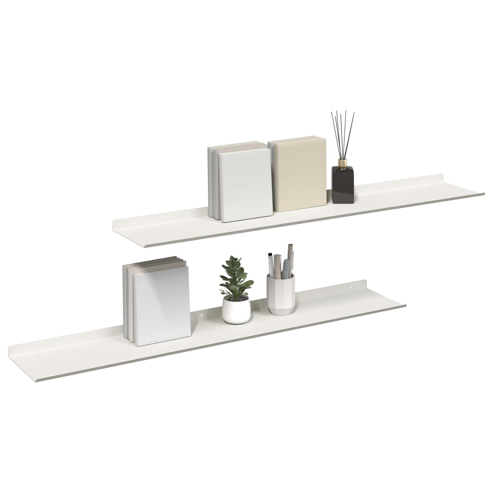 vidaXL Półka wisząca 2 pcs Biały 100 x 18 x 2,5 cm Stal