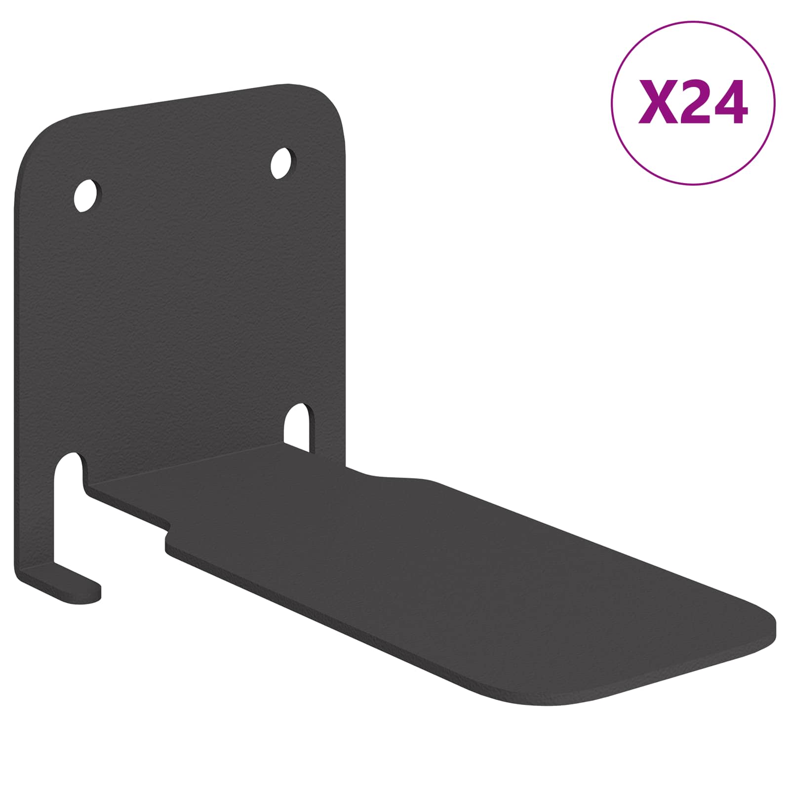 vidaXL Półka wisząca z półką 24 pcs Czarny 6 x 10,8 x 6,6 cm