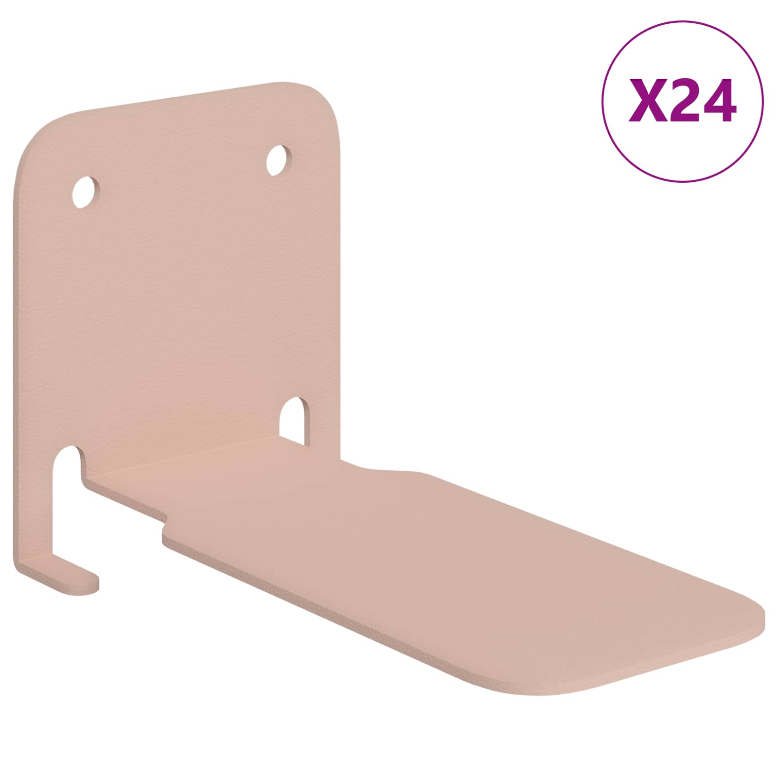 vidaXL Półka wisząca z półką 24 pcs Różowy 6 x 10,8 x 6,6 cm