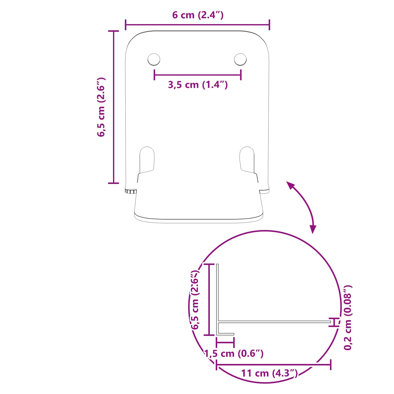 vidaXL Półka wisząca z półką 4 pcs Antracyt 6 x 10,8 x 6,6 cm