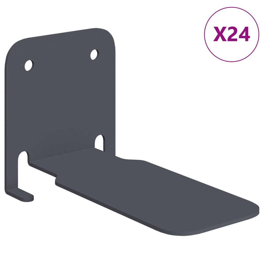 vidaXL Półka wisząca z półką 24 pcs Antracyt 6 x 10,8 x 6,6 cm