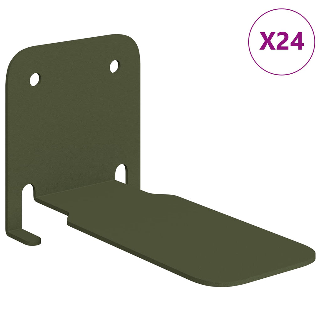 vidaXL Półka wisząca z półką 24 pcs Zielony oliwkowy 6 x 10,8 x 6,6 cm