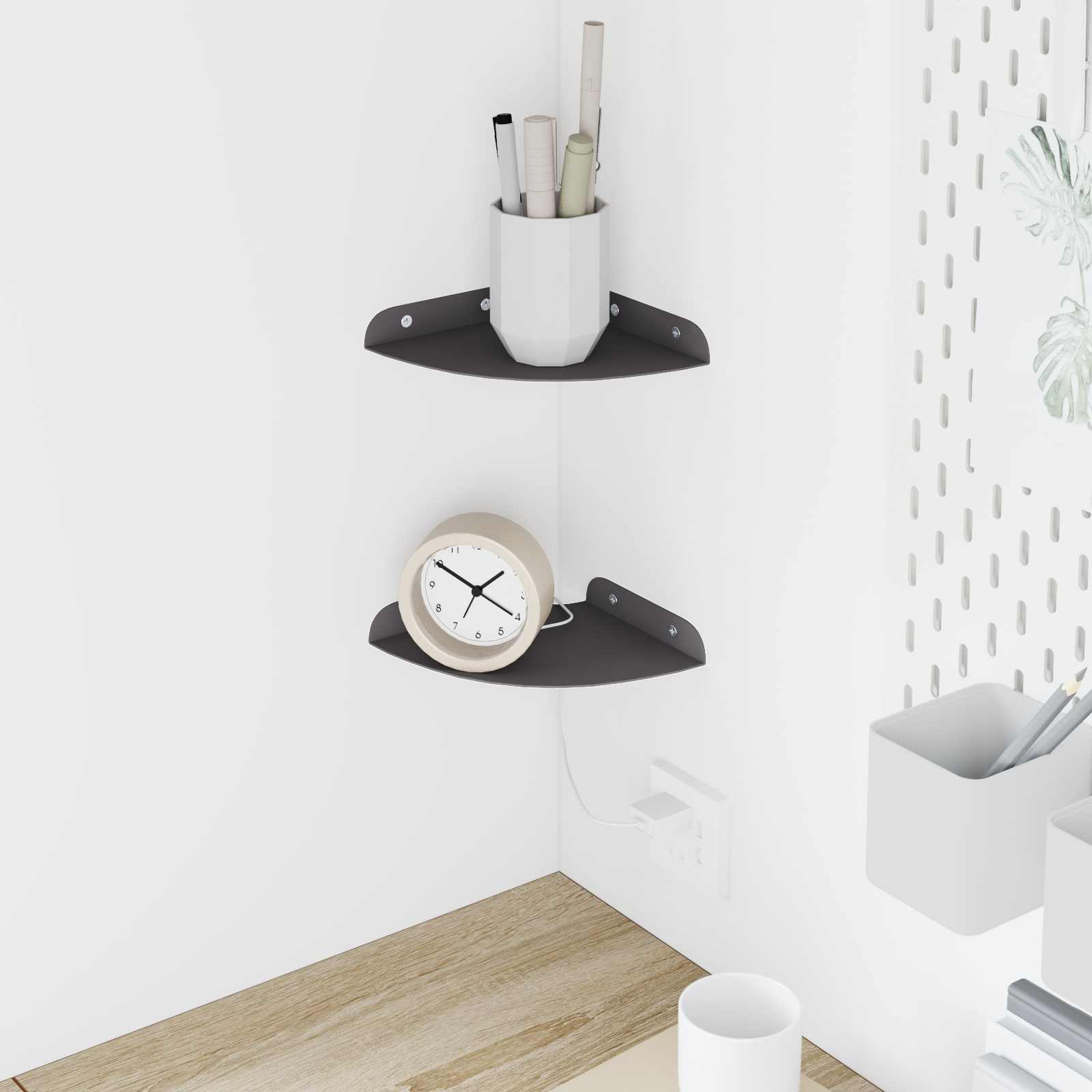 vidaXL Półka wisząca z półką 2 pcs Czarny 15 x 15 x 2 cm