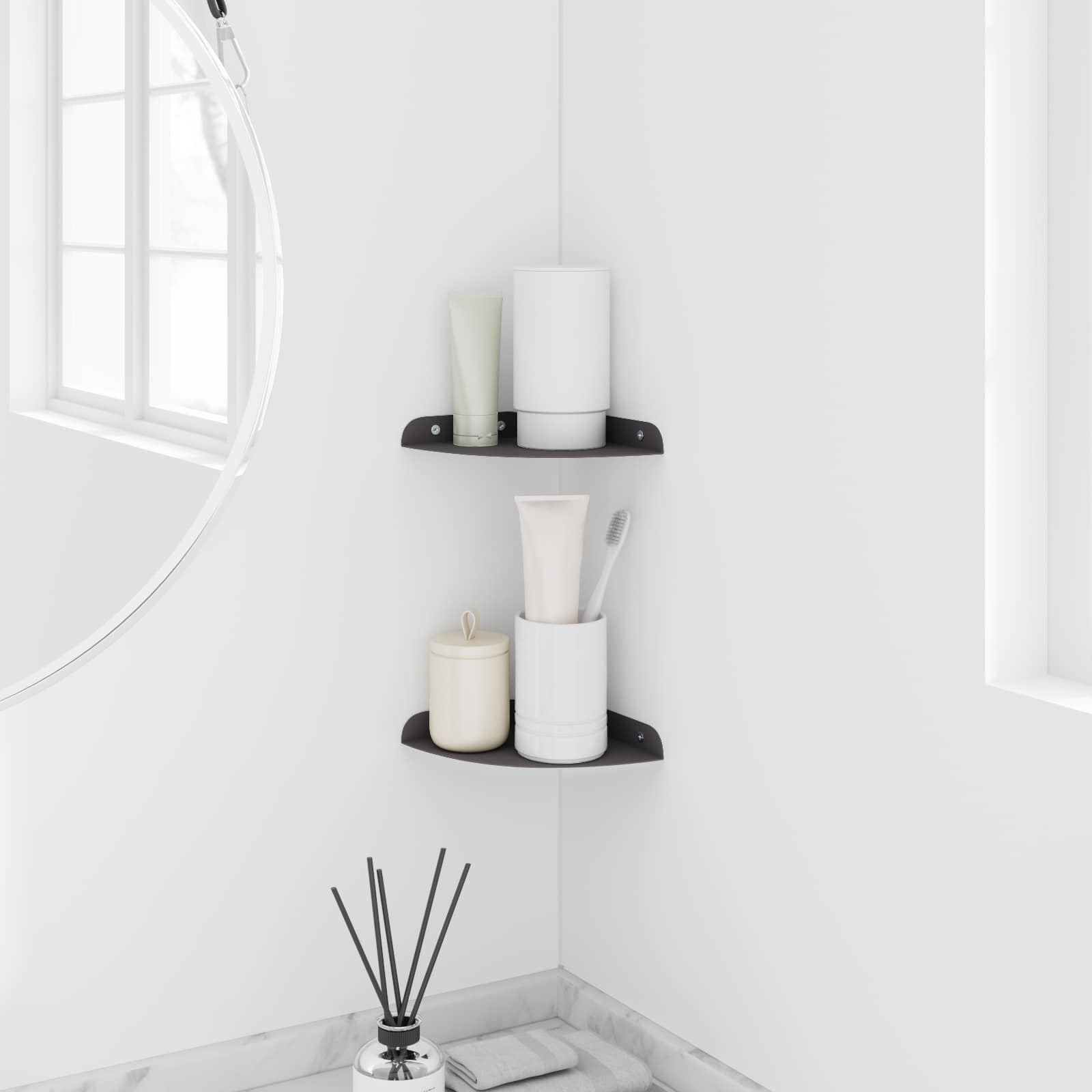 vidaXL Półka wisząca z półką 2 pcs Czarny 15 x 15 x 2 cm