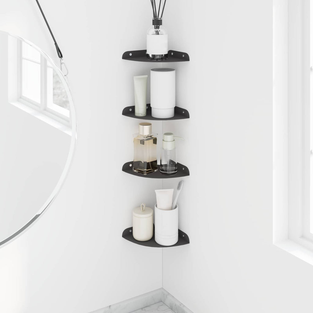 vidaXL Półka wisząca z półką 4 pcs Czarny 15 x 15 x 2 cm